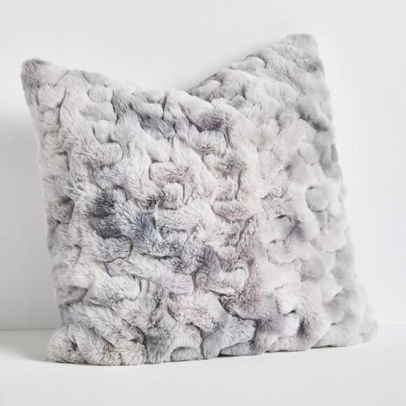 Anthropologie Luxe Sculpted Faux-Fur Pillow – Silver – 2 Available Discontinued - Picture 1 of 4